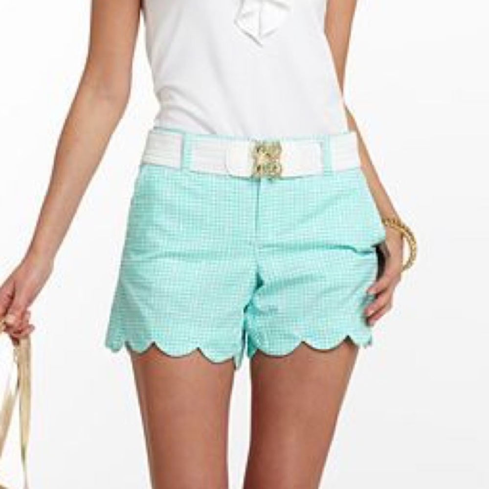 Lilly Pulitzer Teal Gingham Buttercup Short